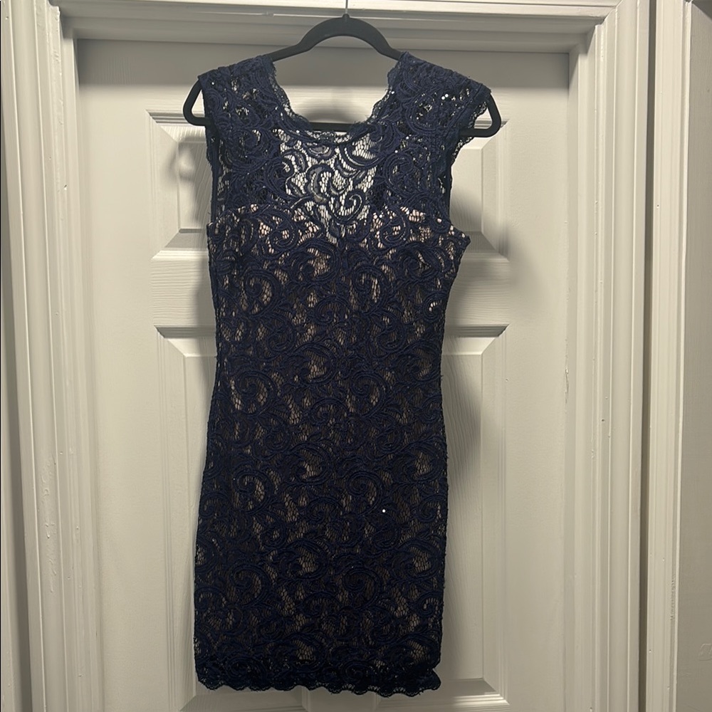 Elegant Navy Lace Dress
